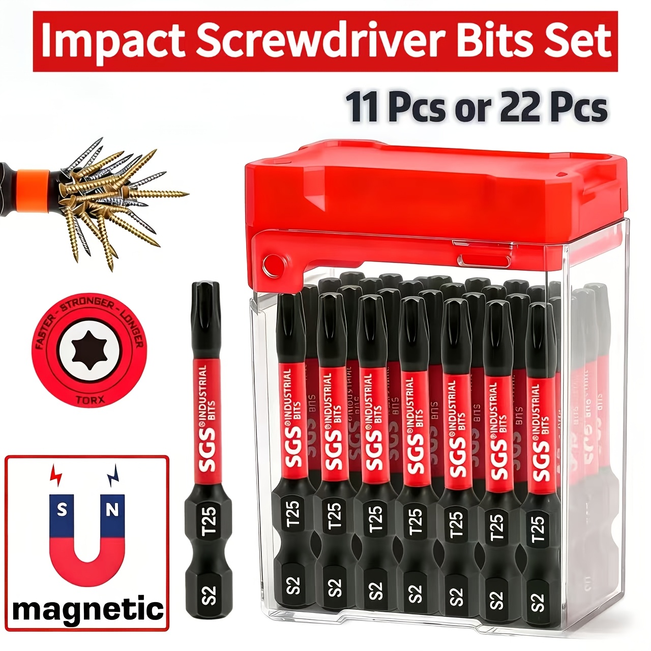 Woodworking Asmr - Set Mata Obeng Magnetik T25 11/22-Piece,